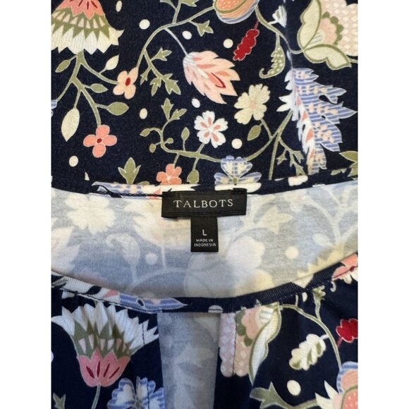 Talbots Maxi Dress L Large Paisley Sleeveless Blue Pink Stretch Washable NEW - Picture 7 of 12